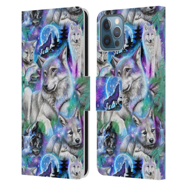 Sheena Pike Animals Daydream Galaxy Wolves Leather Book Wallet Case Cover For Apple iPhone 12 / iPhone 12 Pro