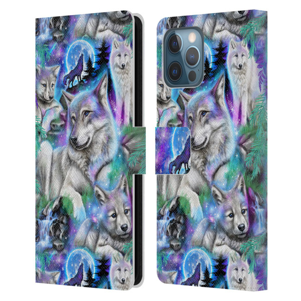 Sheena Pike Animals Daydream Galaxy Wolves Leather Book Wallet Case Cover For Apple iPhone 12 Pro Max