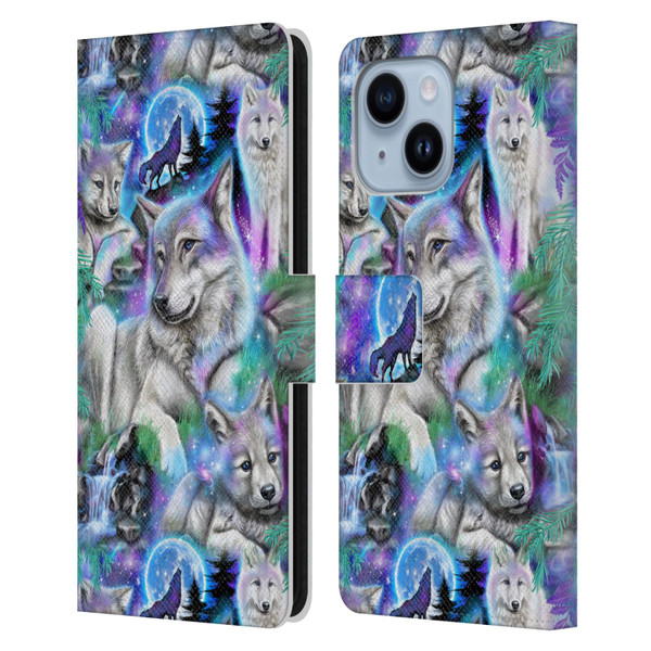 Sheena Pike Animals Daydream Galaxy Wolves Leather Book Wallet Case Cover For Apple iPhone 14 Plus