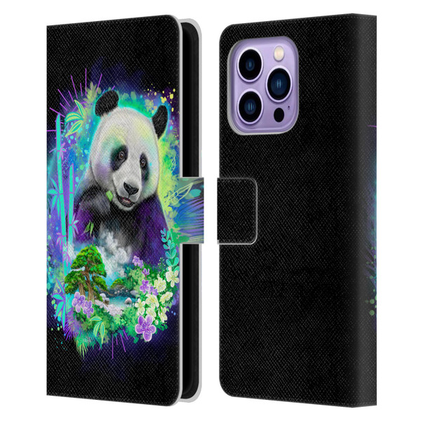 Sheena Pike Animals Rainbow Bamboo Panda Spirit Leather Book Wallet Case Cover For Apple iPhone 14 Pro Max