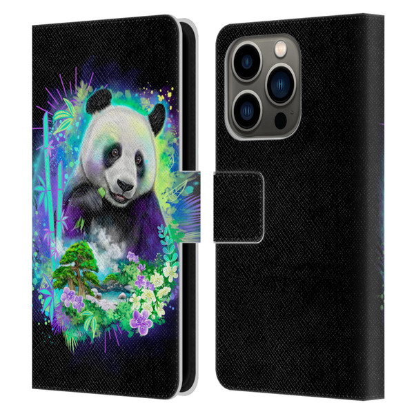Sheena Pike Animals Rainbow Bamboo Panda Spirit Leather Book Wallet Case Cover For Apple iPhone 14 Pro