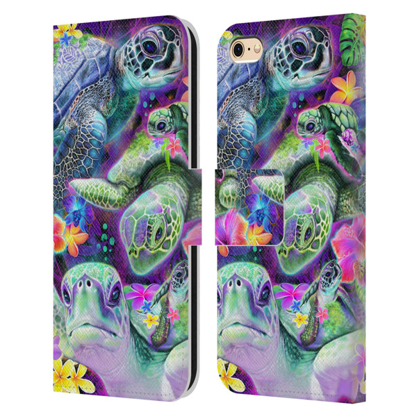Sheena Pike Animals Daydream Sea Turtles & Flowers Leather Book Wallet Case Cover For Apple iPhone 6 / iPhone 6s