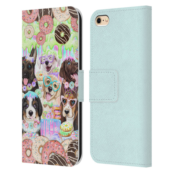 Sheena Pike Animals Puppy Dogs And Donuts Leather Book Wallet Case Cover For Apple iPhone 6 / iPhone 6s