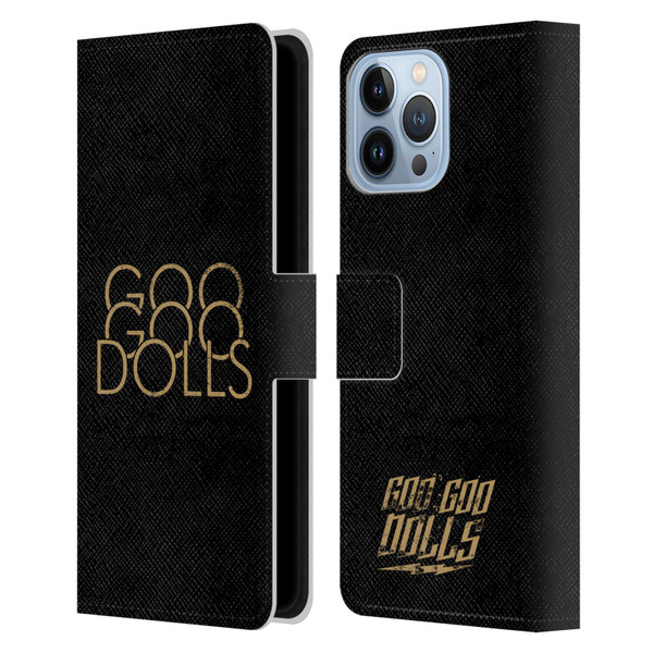 Goo Goo Dolls Graphics Stacked Gold Leather Book Wallet Case Cover For Apple iPhone 13 Pro Max