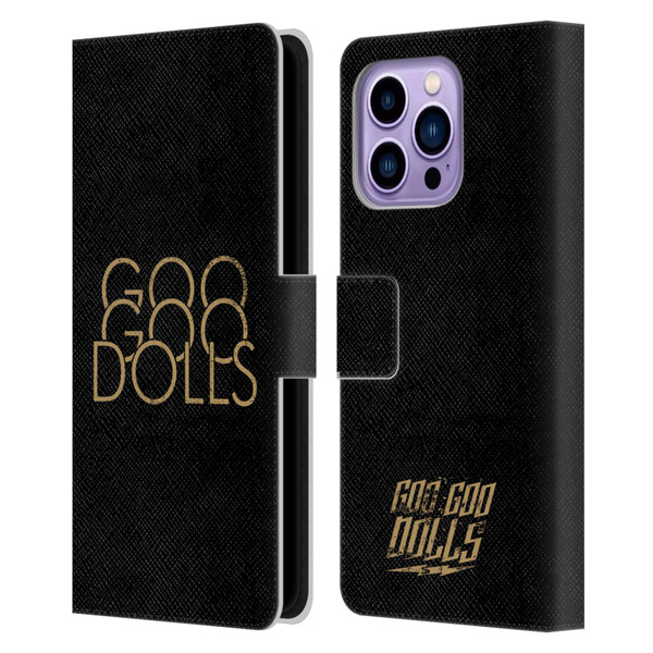 Goo Goo Dolls Graphics Stacked Gold Leather Book Wallet Case Cover For Apple iPhone 14 Pro Max