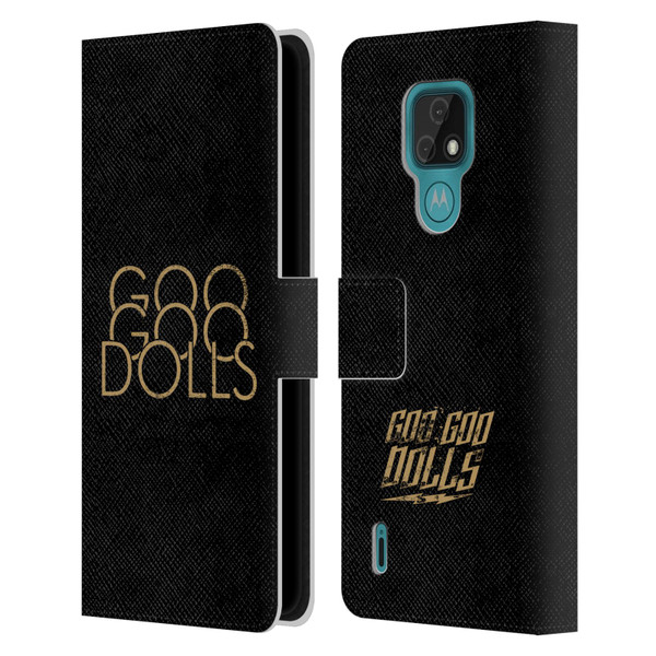 Goo Goo Dolls Graphics Stacked Gold Leather Book Wallet Case Cover For Motorola Moto E7