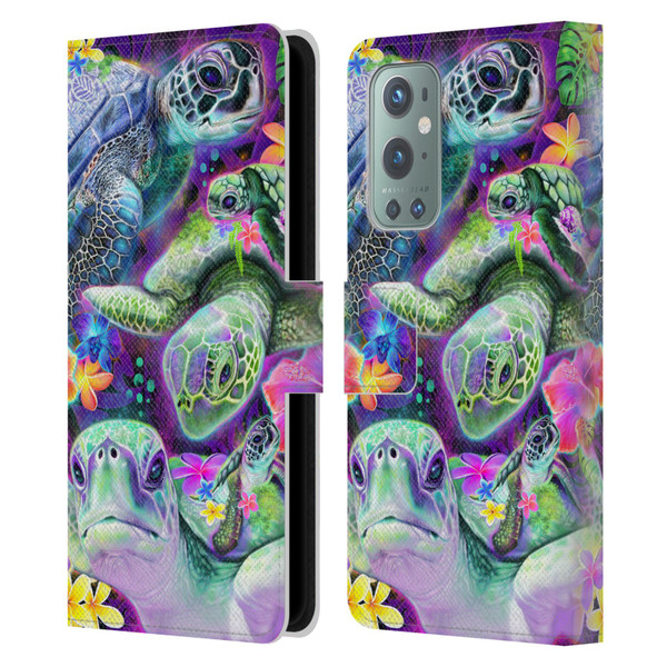 Sheena Pike Animals Daydream Sea Turtles & Flowers Leather Book Wallet Case Cover For OnePlus 9