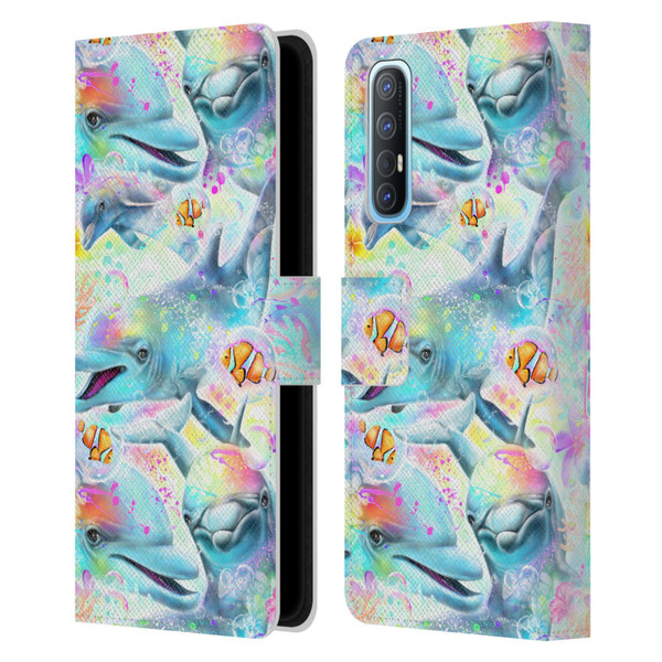 Sheena Pike Animals Rainbow Dolphins & Fish Leather Book Wallet Case Cover For OPPO Find X2 Neo 5G