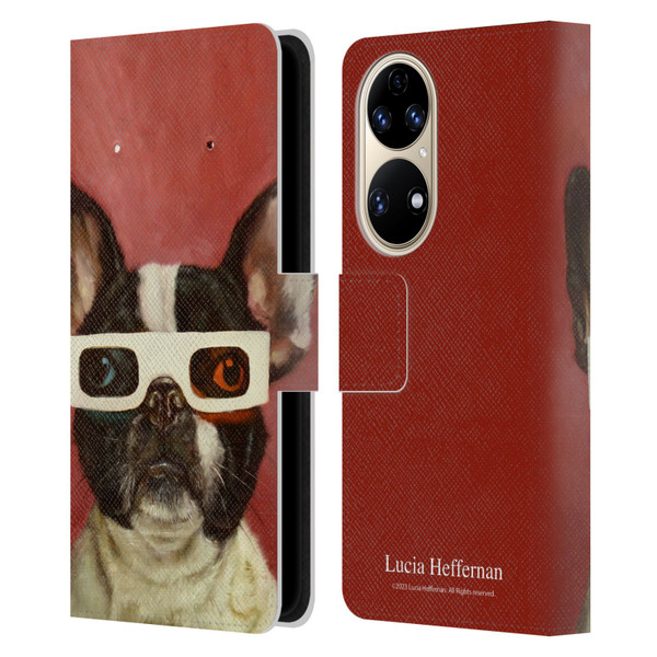 Lucia Heffernan Art 3D Dog Leather Book Wallet Case Cover For Huawei P50