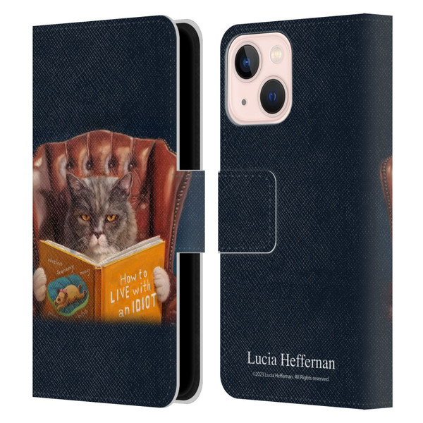 Lucia Heffernan Art Cat Self Help Leather Book Wallet Case Cover For Apple iPhone 13 Mini