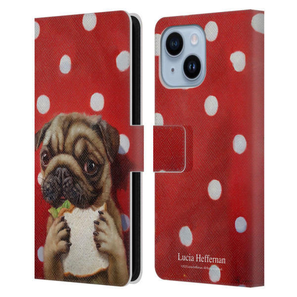 Lucia Heffernan Art Pugalicious Leather Book Wallet Case Cover For Apple iPhone 14 Plus