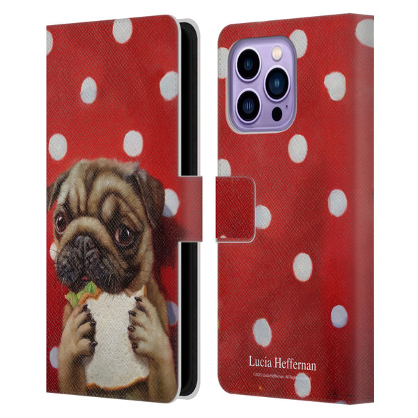 Lucia Heffernan Art Pugalicious Leather Book Wallet Case Cover For Apple iPhone 14 Pro Max