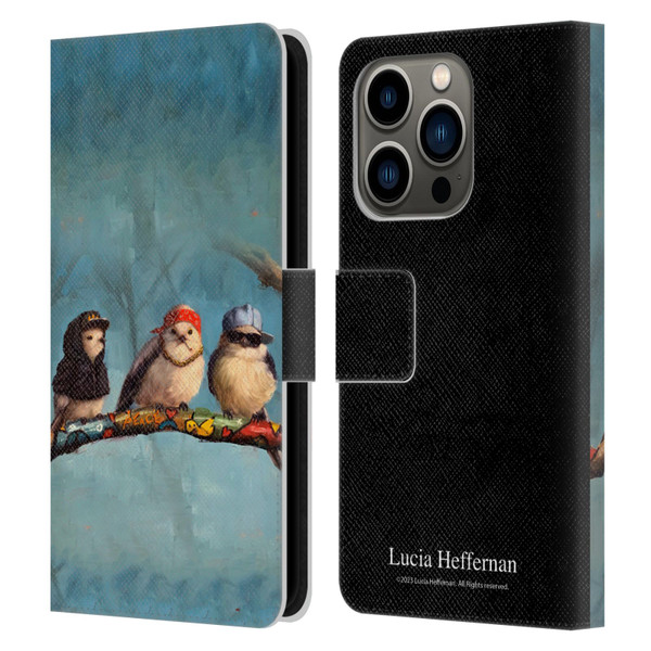 Lucia Heffernan Art Birdz In Da Hood Leather Book Wallet Case Cover For Apple iPhone 14 Pro