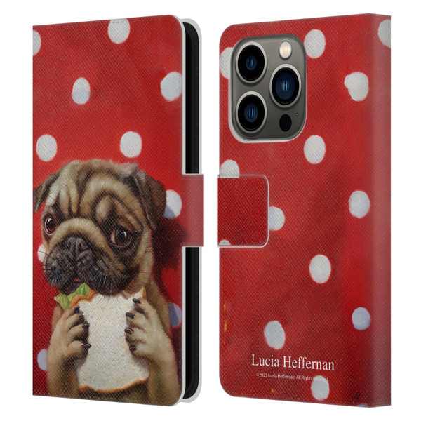 Lucia Heffernan Art Pugalicious Leather Book Wallet Case Cover For Apple iPhone 14 Pro