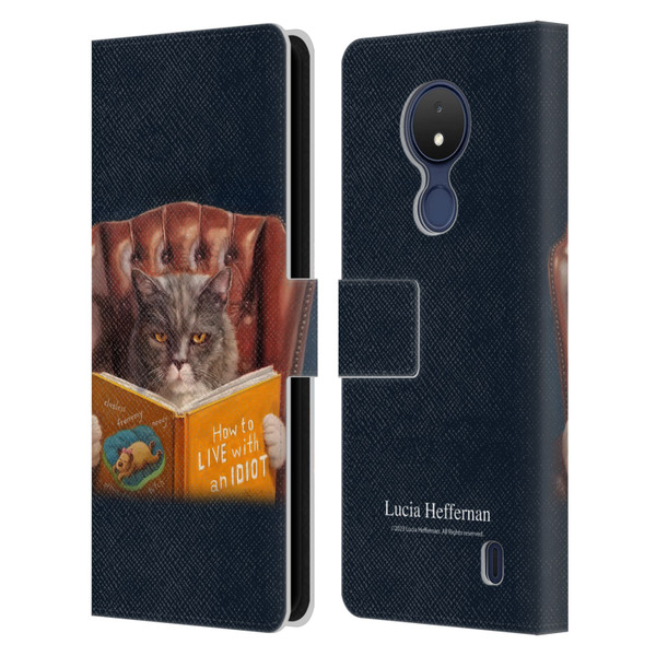 Lucia Heffernan Art Cat Self Help Leather Book Wallet Case Cover For Nokia C21
