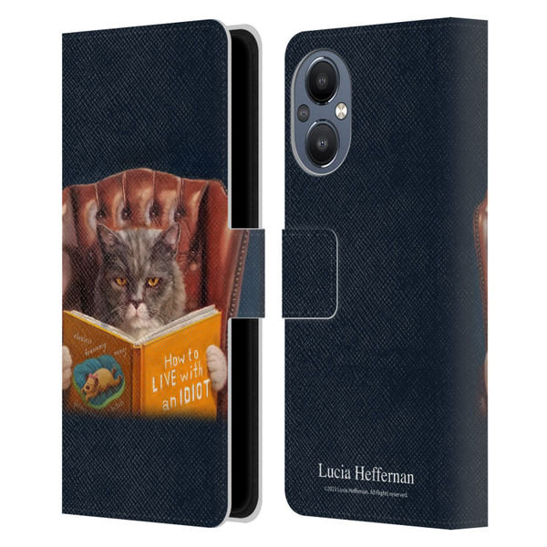 Lucia Heffernan Art Cat Self Help Leather Book Wallet Case Cover For OnePlus Nord N20 5G