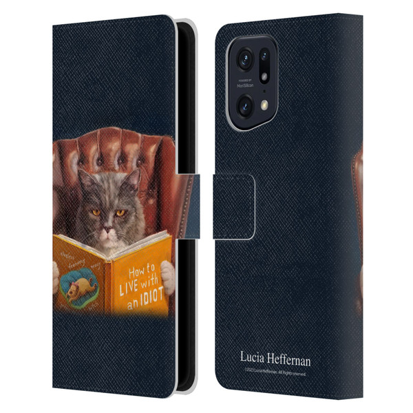 Lucia Heffernan Art Cat Self Help Leather Book Wallet Case Cover For OPPO Find X5