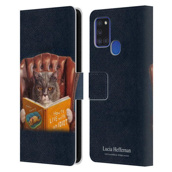 Lucia Heffernan Art Cat Self Help Leather Book Wallet Case Cover For Samsung Galaxy A21s (2020)