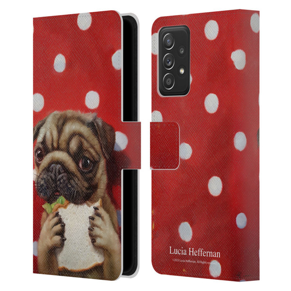 Lucia Heffernan Art Pugalicious Leather Book Wallet Case Cover For Samsung Galaxy A52 / A52s / 5G (2021)