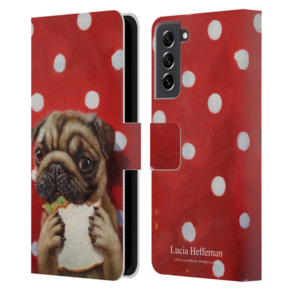 Lucia Heffernan Art Pugalicious Leather Book Wallet Case Cover For Samsung Galaxy S21 FE 5G