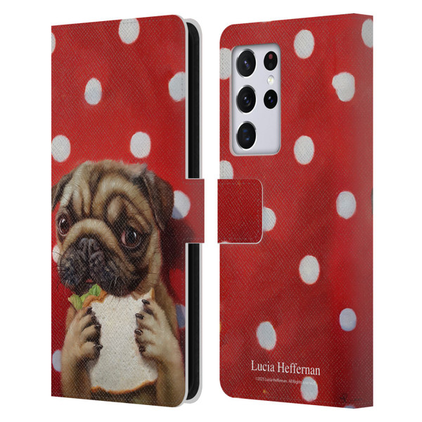 Lucia Heffernan Art Pugalicious Leather Book Wallet Case Cover For Samsung Galaxy S21 Ultra 5G