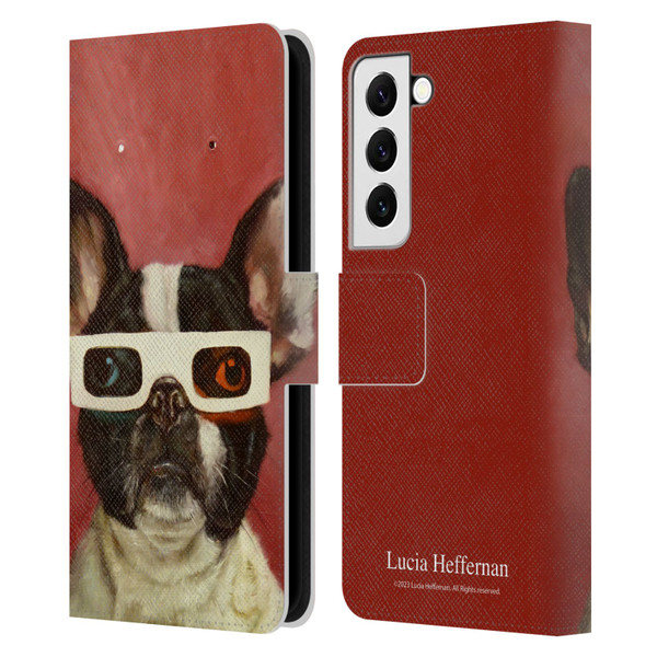 Lucia Heffernan Art 3D Dog Leather Book Wallet Case Cover For Samsung Galaxy S22 5G