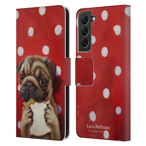 Lucia Heffernan Art Pugalicious Leather Book Wallet Case Cover For Samsung Galaxy S22+ 5G