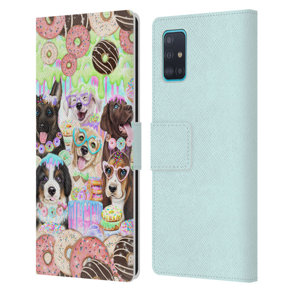 Sheena Pike Animals Puppy Dogs And Donuts Leather Book Wallet Case Cover For Samsung Galaxy A51 (2019)