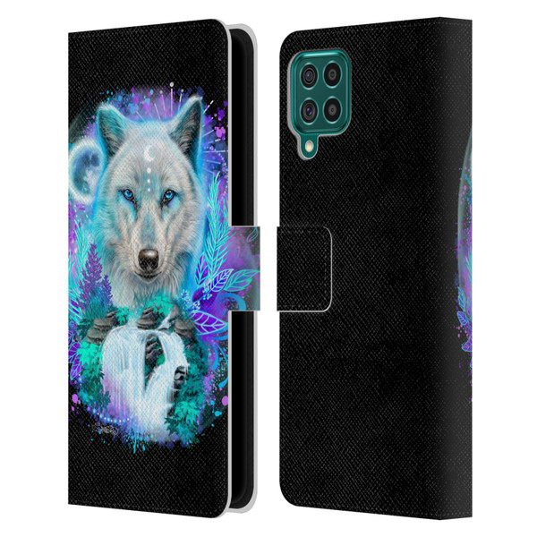 Sheena Pike Animals Winter Wolf Spirit & Waterfall Leather Book Wallet Case Cover For Samsung Galaxy F62 (2021)
