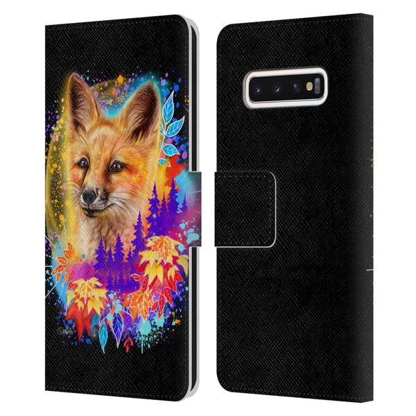 Sheena Pike Animals Red Fox Spirit & Autumn Leaves Leather Book Wallet Case Cover For Samsung Galaxy S10