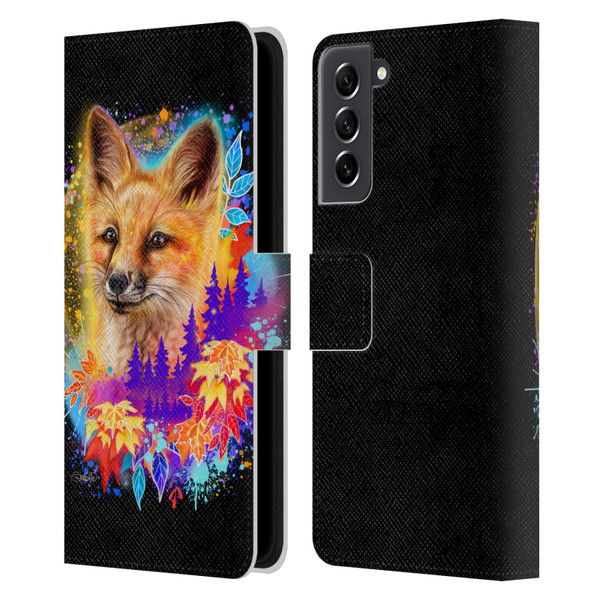 Sheena Pike Animals Red Fox Spirit & Autumn Leaves Leather Book Wallet Case Cover For Samsung Galaxy S21 FE 5G