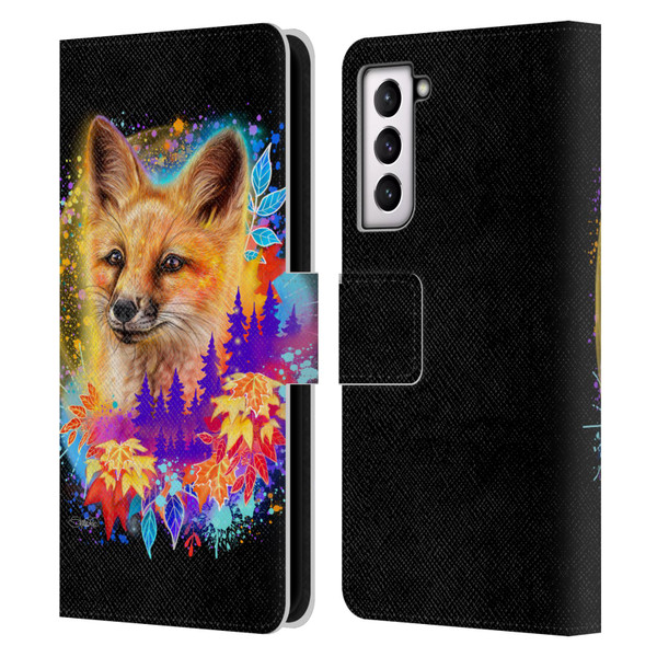 Sheena Pike Animals Red Fox Spirit & Autumn Leaves Leather Book Wallet Case Cover For Samsung Galaxy S21 5G