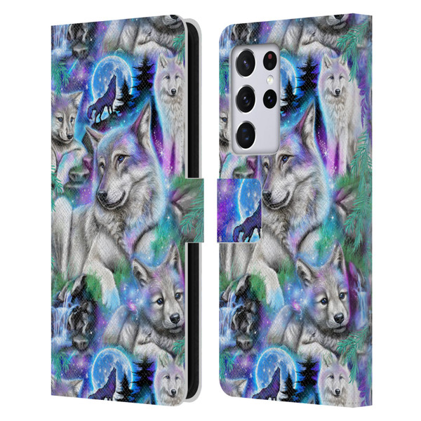 Sheena Pike Animals Daydream Galaxy Wolves Leather Book Wallet Case Cover For Samsung Galaxy S21 Ultra 5G