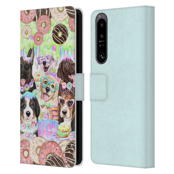 Sheena Pike Animals Puppy Dogs And Donuts Leather Book Wallet Case Cover For Sony Xperia 1 IV