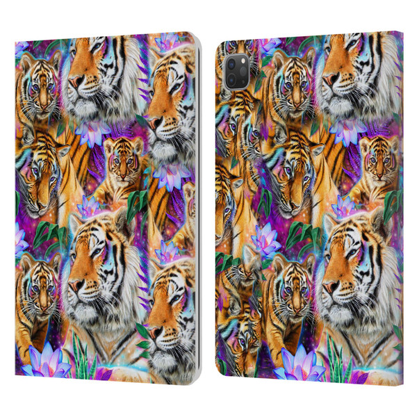 Sheena Pike Big Cats Daydream Tigers With Flowers Leather Book Wallet Case Cover For Apple iPad Pro 11 2020 / 2021 / 2022