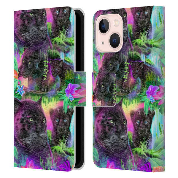 Sheena Pike Big Cats Daydream Panthers Leather Book Wallet Case Cover For Apple iPhone 13 Mini