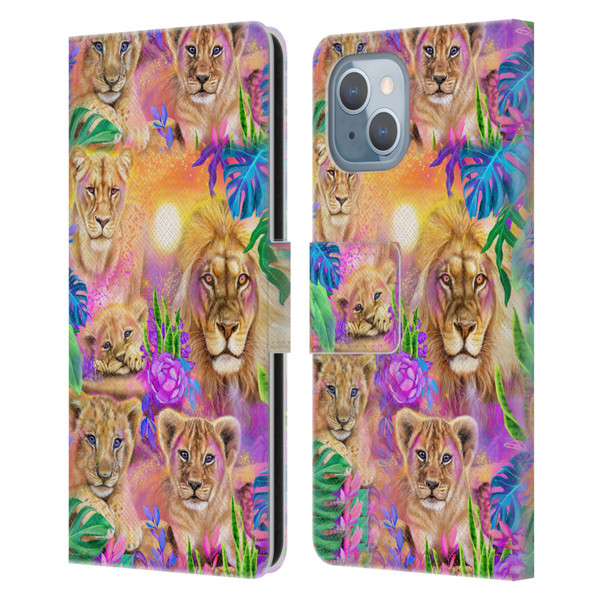 Sheena Pike Big Cats Daydream Lions And Cubs Leather Book Wallet Case Cover For Apple iPhone 14