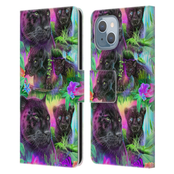 Sheena Pike Big Cats Daydream Panthers Leather Book Wallet Case Cover For Apple iPhone 14