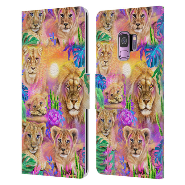 Sheena Pike Big Cats Daydream Lions And Cubs Leather Book Wallet Case Cover For Samsung Galaxy S9