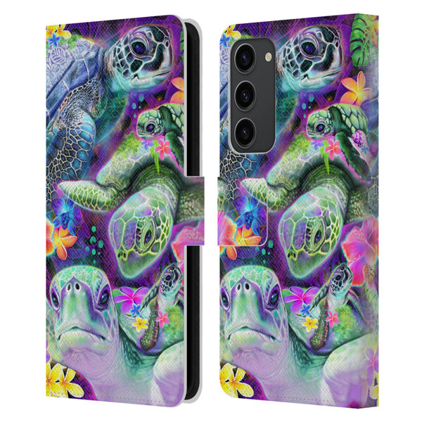 Sheena Pike Animals Daydream Sea Turtles & Flowers Leather Book Wallet Case Cover For Samsung Galaxy S23+ 5G
