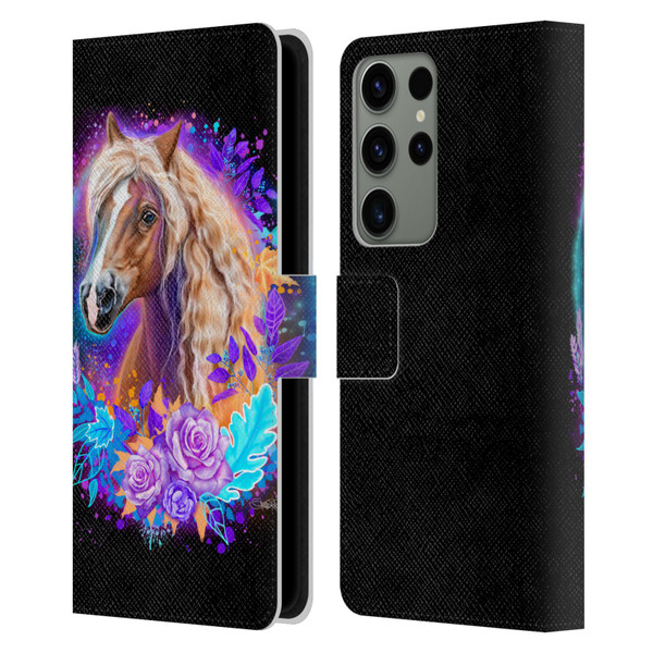 Sheena Pike Animals Purple Horse Spirit With Roses Leather Book Wallet Case Cover For Samsung Galaxy S23 Ultra 5G