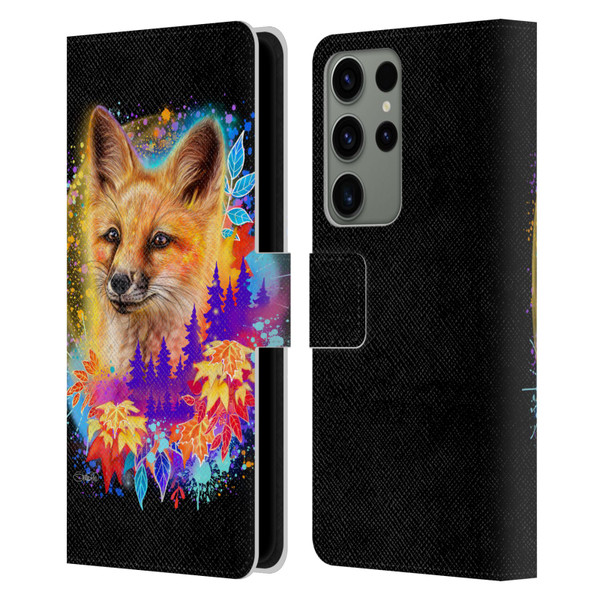 Sheena Pike Animals Red Fox Spirit & Autumn Leaves Leather Book Wallet Case Cover For Samsung Galaxy S23 Ultra 5G