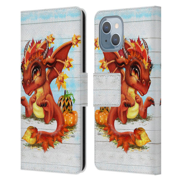 Sheena Pike Dragons Autumn Lil Dragonz Leather Book Wallet Case Cover For Apple iPhone 14