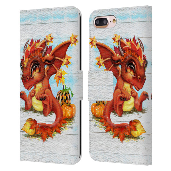 Sheena Pike Dragons Autumn Lil Dragonz Leather Book Wallet Case Cover For Apple iPhone 7 Plus / iPhone 8 Plus