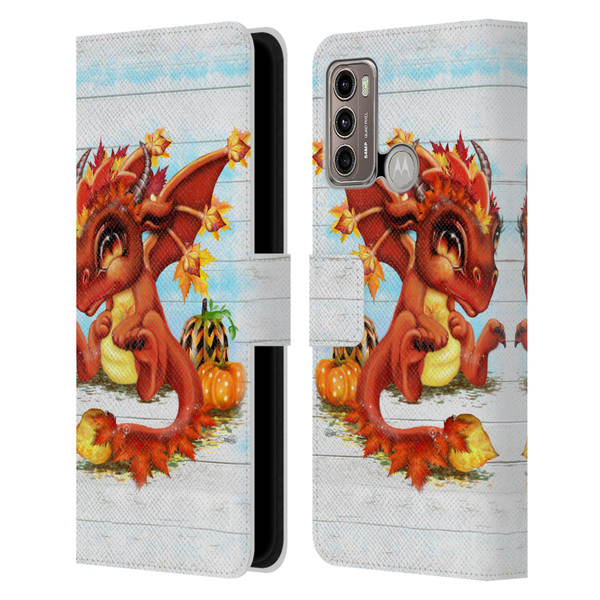 Sheena Pike Dragons Autumn Lil Dragonz Leather Book Wallet Case Cover For Motorola Moto G60 / Moto G40 Fusion
