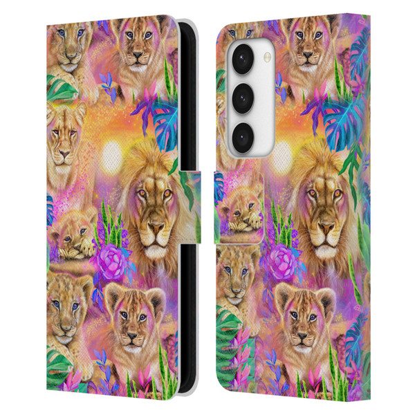 Sheena Pike Big Cats Daydream Lions And Cubs Leather Book Wallet Case Cover For Samsung Galaxy S23 5G
