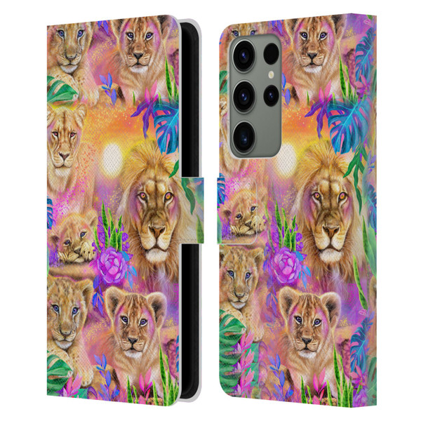 Sheena Pike Big Cats Daydream Lions And Cubs Leather Book Wallet Case Cover For Samsung Galaxy S23 Ultra 5G