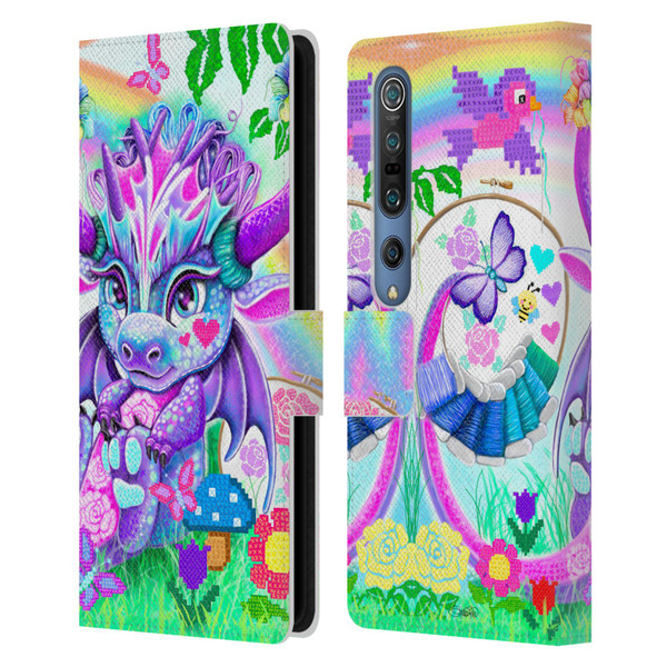 Sheena Pike Dragons Cross-Stitch Lil Dragonz Leather Book Wallet Case Cover For Xiaomi Mi 10 5G / Mi 10 Pro 5G