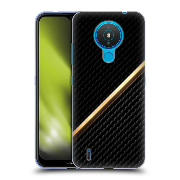 Alyn Spiller Carbon Fiber Gold Soft Gel Case for Nokia 1.4