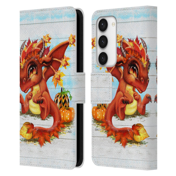 Sheena Pike Dragons Autumn Lil Dragonz Leather Book Wallet Case Cover For Samsung Galaxy S23 5G